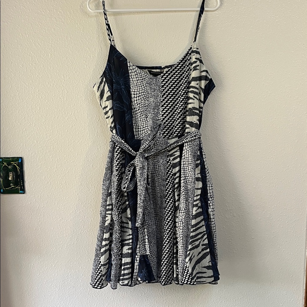 Banana Republic Fit & Flare Mini Dress Animal Print Patchwork 100% Cotton M